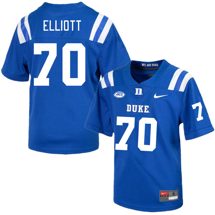 Men #70 Scott Elliott Duke Blue Devils College Football Jerseys Stitched Sale-Royal - Click Image to Close